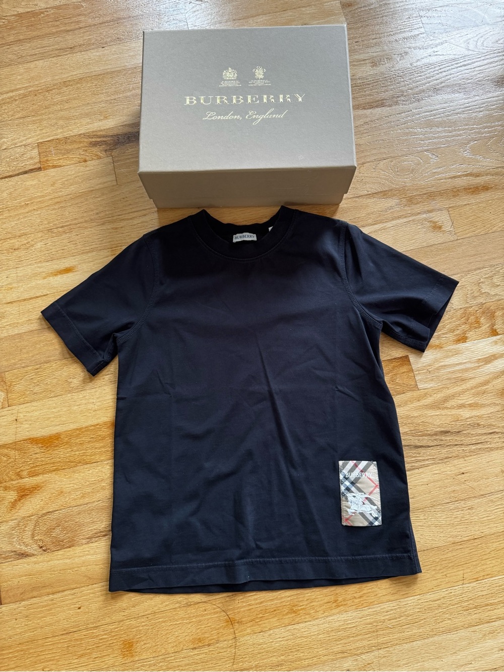 Burberry Women’s Black Short-Sleeve Tee with Check Patch